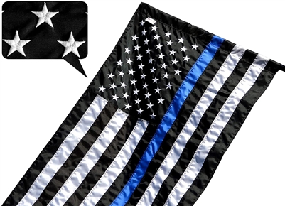 2.5' x 4' American Thin Blue Line Flag (Embroidered Stars, Sewn Stripes ...