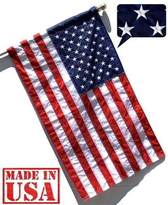 3' x 5' US Flag with Pole Sleeve and Leather Tab